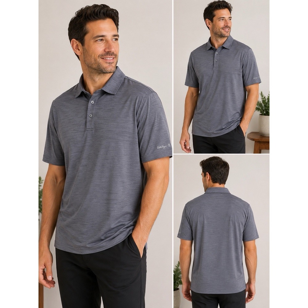 Walter Hagen 11 Men's XXL Gray Performance Golf Polo Shirt Short Sleeve Moisture